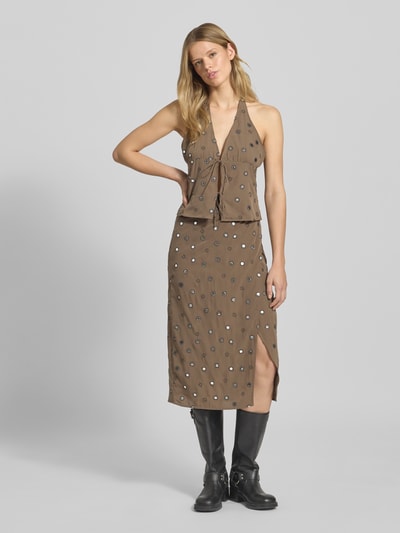 WEEKDAY Wickelrock mit Stitchings Modell 'Salem' Mittelbraun 1