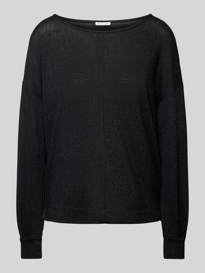 Tom Tailor Loose Fit Langarmshirt aus Viskose-Mix mit Glitzereffekt Black 2