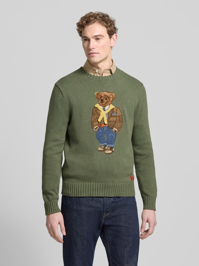 Polo Ralph Lauren Sweter z dzianiny o kroju regular fit z czystej bawełny Khaki melanż 4