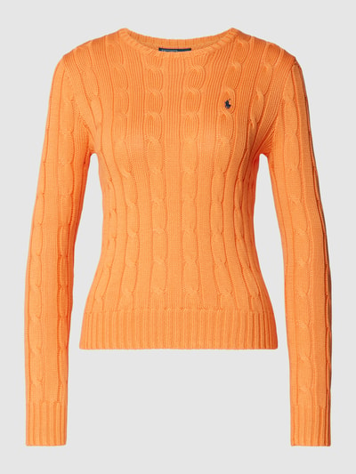 Polo Ralph Lauren Sweter z dzianiny ze ściegiem warkoczowym model ‘JULIANNA’ Pomarańczowy 2