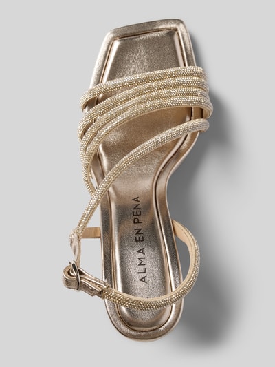 Productfoto, Sandalette met Ziersteinbesatz van ALMA EN PENA, metallic look, riempjes met siersteentjes, naaldhak, hakhoogte maat 40 10 cm, schachtbreedte maat 40 6 cm