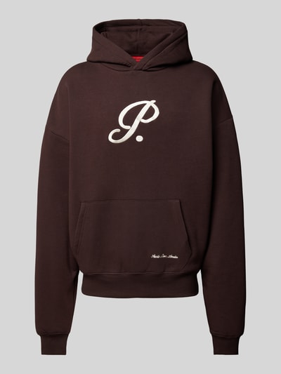 PROHIBITED Oversized Hoodie mit Label-Stitching Modell 'Brixton' Dunkelbraun 2