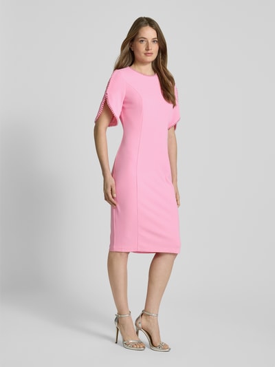 Adrianna Papell Knielanges Cocktailkleid mit Perlen Pink 1