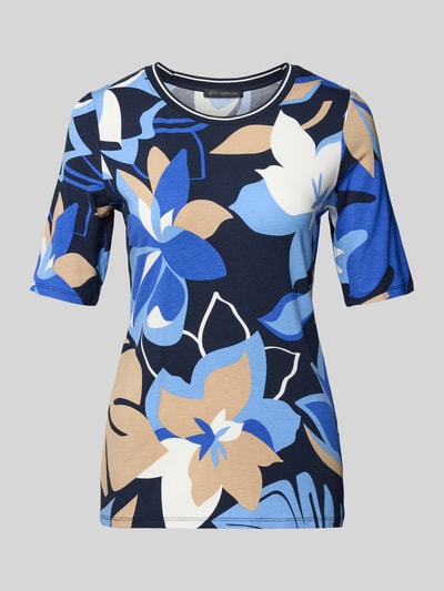 Produktfoto, T-Shirt aus Viskose-Elasthan-Mix im Allover-Look von Betty Barclay, Regular-Fit, blau, beige und weiß, Rundhalsausschnitt, Rückenlänge 61 cm bei Größe 36