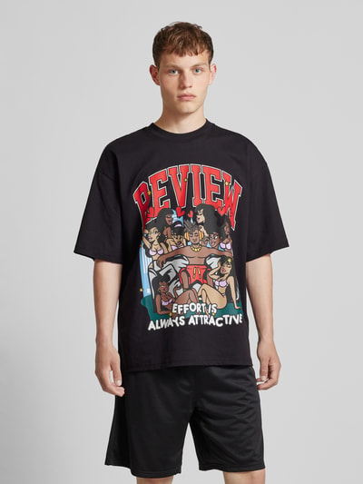 REVIEW Oversized T-Shirt mit Motiv-Print Black 4