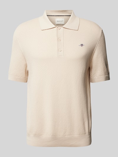 Gant Regular fit poloshirt met labelstitching Beige - 2