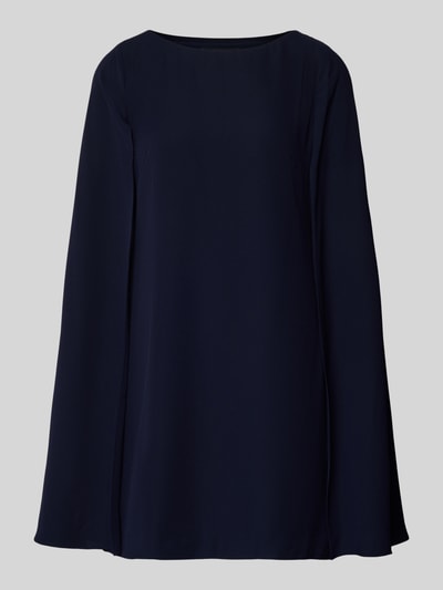 Produktfoto, ciemnogranatowe cocktailkleid mit Rundhalsausschnitt Modell 'PETRA' von Lauren Ralph Lauren, luźny krój, nieprzezroczysta podszewka, kolor jednolity, długość do kolan, prosty fason, gładka tekstura.