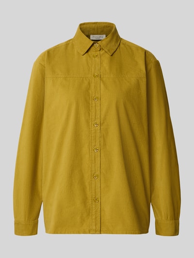 Produktfoto, Regular Fit Bluse aus Feincord von Christian Berg Woman in mosterdgeel, puur katoen, overhemdkraag, knoopsluiting, dames, ruglengte maat 36: 67 cm, mouwlengte maat 36: 45 cm, fijne textuur