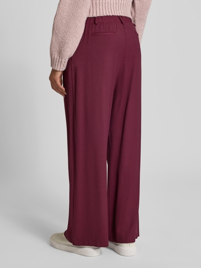 Apricot Wide fit stoffen broek van viscosemix met bandplooien Bordeaux - 5