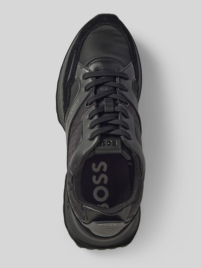 BOSS Ledersneaker mit Kontrastbesatz Modell 'Jonah' Black 4