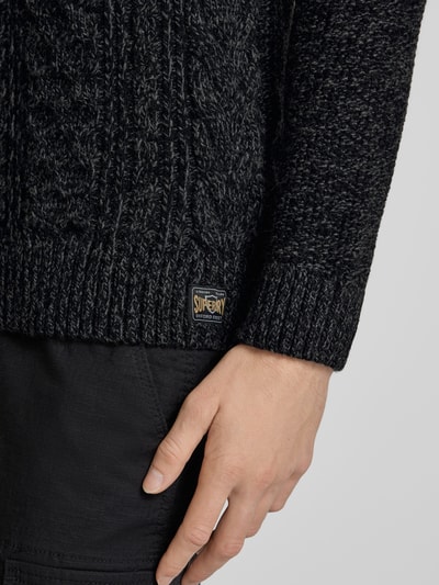 Superdry Strickpullover mit Zopfmuster Modell 'Jacob' Black 3