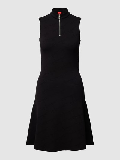 HUGO Sukienka mini z logo na całej powierzchni model ‘Nessira’ Czarny 2