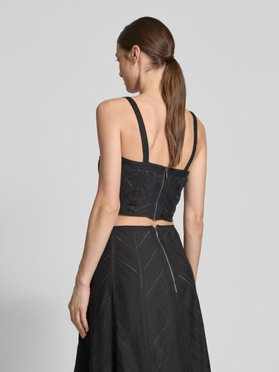 Drykorn Top krótki z zaokrąglonym dekoltem w serek model ‘IRELLA’ Czarny 5