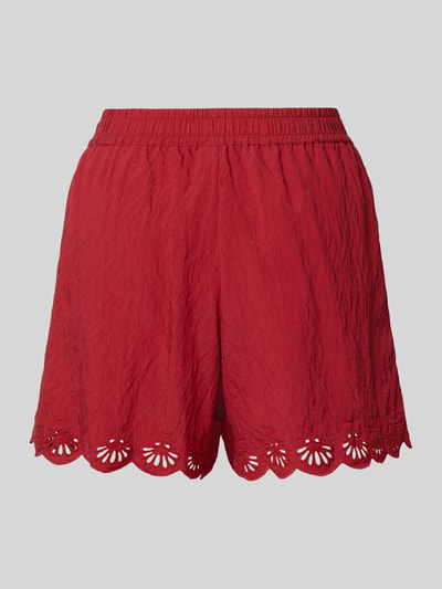 Produktfoto, Shorts aus Viskose-Mix mit Lochstickerei von WATERCULT in Rot, Regular-Fit, elastischer Bund, florale Muster, leichte Textur