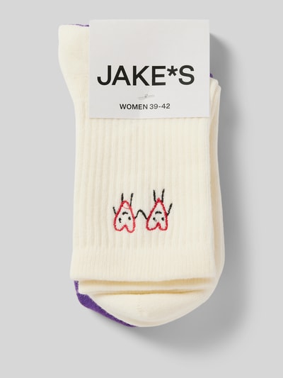 Jake*s Casual Socken mit Motiv-Print im 2er-Pack Violett 3