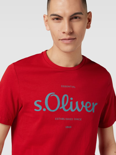 s.Oliver RED LABEL T-shirt z nadrukiem z logo Czerwony 3