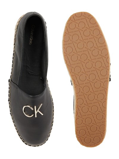 CK Calvin Klein Espadryle ze skóry Czarny 4