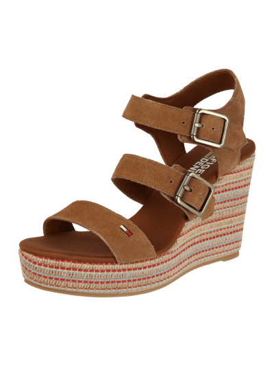 Tommy Jeans Wedges aus Veloursleder Cognac 1