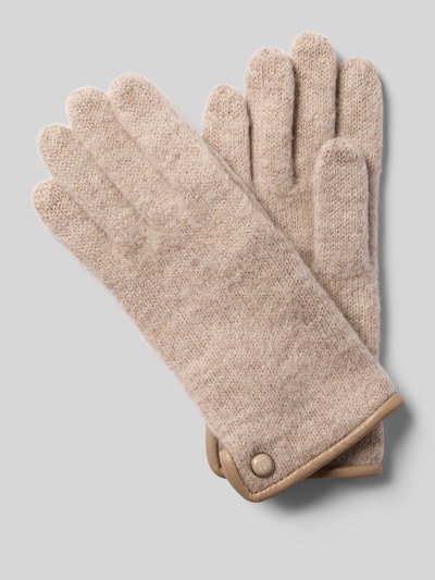 Roeckl Walkhandschuhe aus Schurwolle mit Wappen Emblem Beige 1