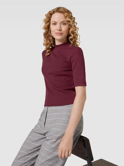 Montego T-shirt in fijnriblook Bordeaux - 3