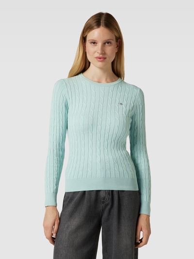 Gant Strickpullover mit Zopfmuster Aqua 4