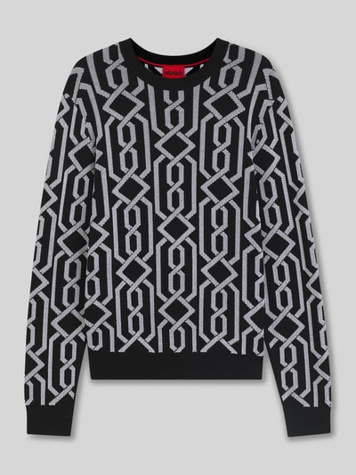 HUGO Sweter z dzianiny o kroju regular fit z mieszanki wiskozy model ‘SOUVAWN’ Czarny 2