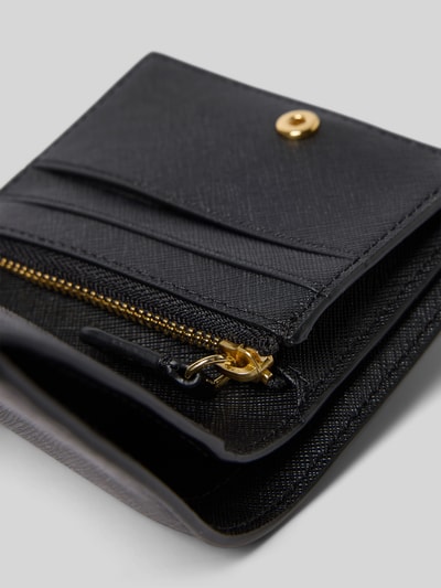 Produktfoto, Portemonnaie aus Leder mit Label-Applikation von Lauren Ralph Lauren in Schwarz mit Hauptfach, Druckknopfverschluss und diversen Fächern.