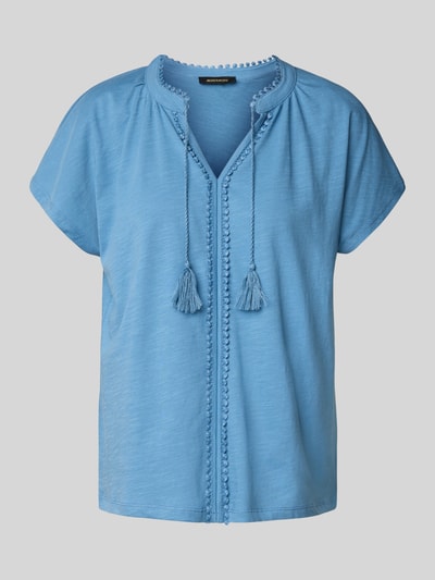 More & More T-Shirt mit Tunikakragen und Häkelspitze Rauchblau 2