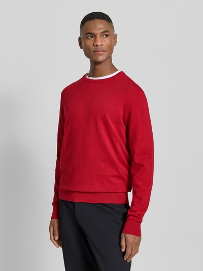 bugatti Strickpullover mit gerippten Abschlüssen Rot 4