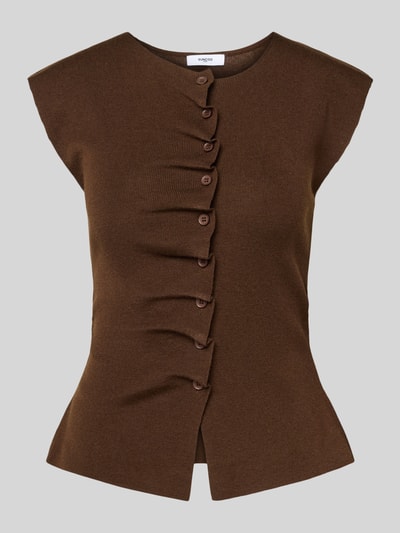 SUNCOO PARIS Gebreid shirt met ruches, model 'PAGNI' Donkerbruin - 2