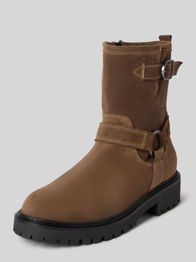 Marc O'Polo Biker Boot aus softem Velourleder Taupe 1