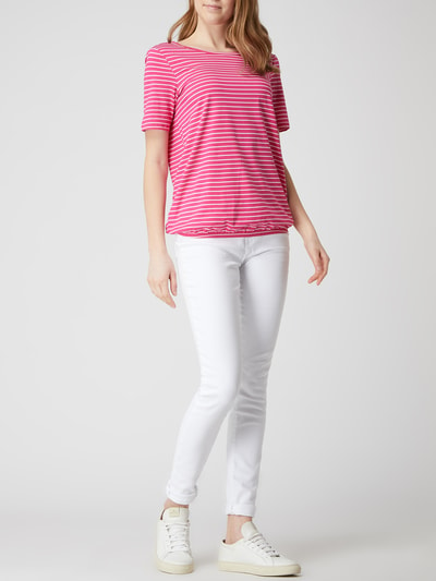 Montego Shirt met streepmotief   Neon roze - 1