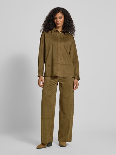 Jake*s Collection Hemdbluse mit Knopfleiste Dunkelbraun 1