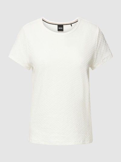 BOSS Black Women T-shirt z fakturowanym wzorem model ‘Eventsy’ Złamany biały 2