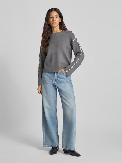 YAS Gebreide pullover met ronde hals, model 'STITCHA' Middengrijs - 1