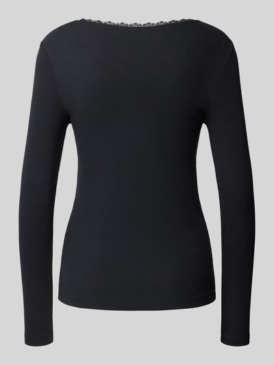 Christian Berg Woman Pyjamabovendeel in riblook met kant Zwart - 3