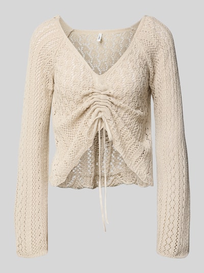 Only regular fit gebreide pullover met plooien, model 'NOLA' Ecru gemêleerd - 2