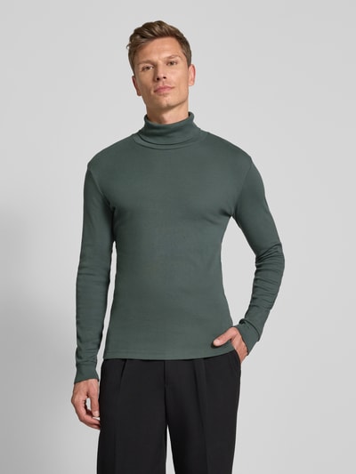 Marc O'Polo Shaped Fit Langarmshirt aus reiner Baumwolle mit Rollkragen Petrol 4