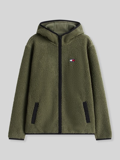 Tommy Jeans Regular Fit Teddy- / Webpelzjacke mit Kapuzenkragen Oliv 2