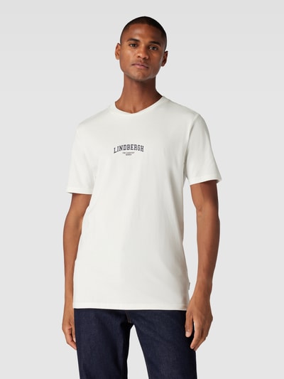 Lindbergh T-Shirt mit Label-Print und Rundhalsausschnitt Offwhite 4