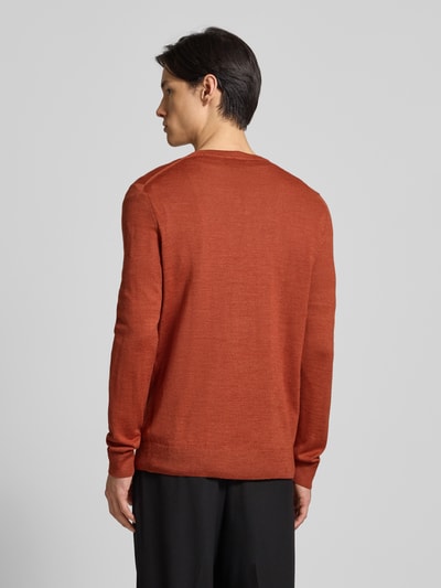 Christian Berg Men Strickpullover aus Merino-Mix mit V-Ausschnitt Kupfer Melange 5