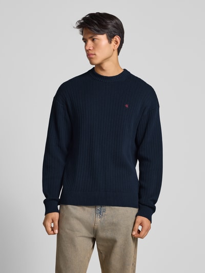 Calvin Klein Jeans Oversized Strickpullover mit gerippten Abschlüssen Marine 4