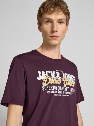 Jack & Jones T-shirt z nadrukiem z logo Śliwkowy 3