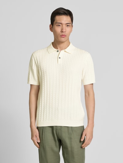 Christian Berg Men Poloshirt mit gerippten Abschlüssen Offwhite 4