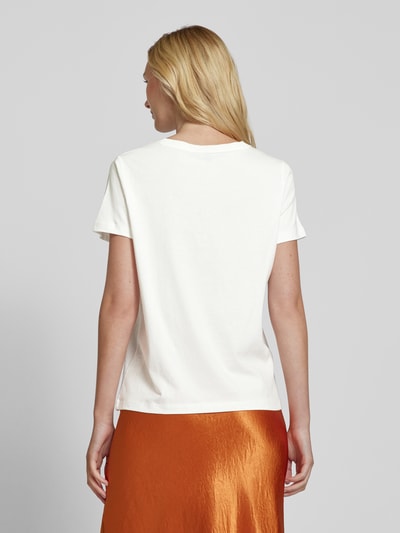 comma T-shirt met motief- en labelprint Offwhite - 5