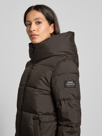 ECOALF Gewatteerde lange jas met tweewegsritssluiting, model 'ARANDA' Donkerbruin - 3
