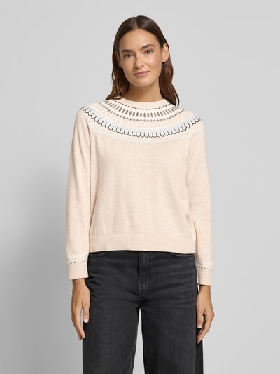 s.Oliver RED LABEL Shaped fit gebreide pullover van puur katoen Ecru - 4