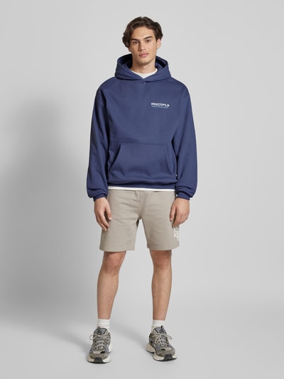 Multiply Apparel Oversized hoodie met labelprint Donkerblauw - 1