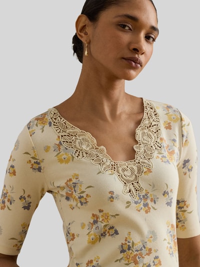 Lauren Ralph Lauren Slim Fit T-Shirt aus Baumwoll-Mix mit Spitzenbesatz Sand 3
