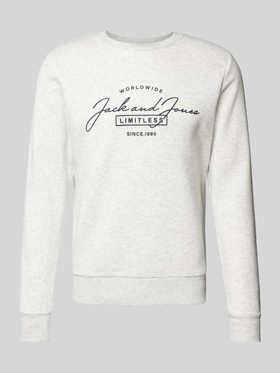 Jack & Jones Sweatshirt mit Label-Print Modell 'FERRIS' Offwhite Melange 2